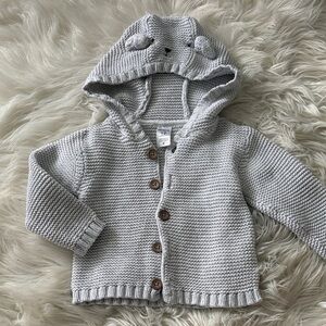 Carter's Gray Knit Hooded Jacket with Bear Ears